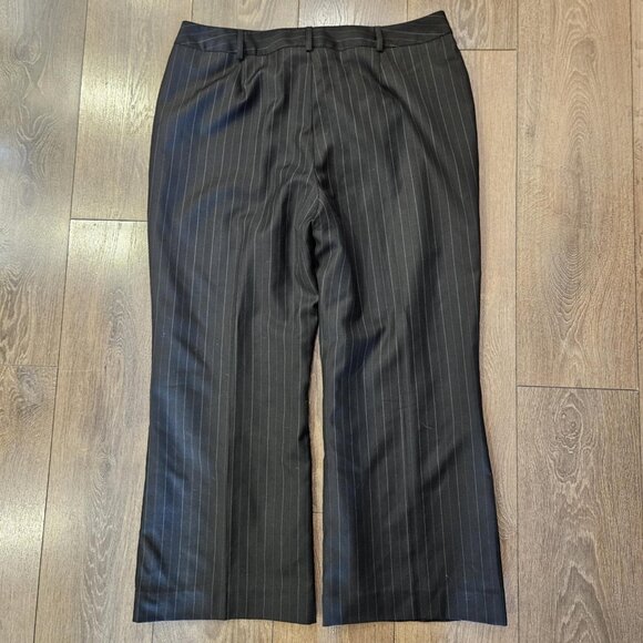 Vintage Louben Women's High Rise Dark Brown Pinstripe Wool Dress Pants Size 18 - Picture 11 of 12